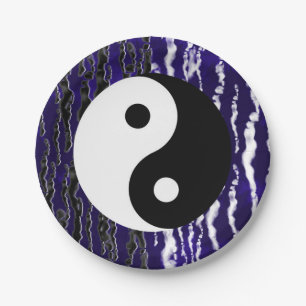 Assiettes En Carton Énergie Zen de Tranquilité Bleue Yin Yang