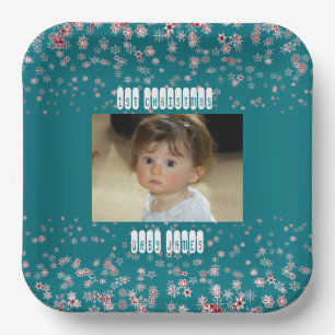 Assiettes En Carton Enfant 1er Noël Blue Star Snowflake Photo personna