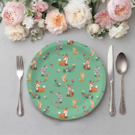 Assiettes En Carton Enfant animal de bois mignon anniversaire