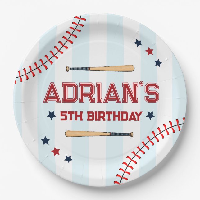 Assiettes En Carton Enfant d'anniversaire de baseball (Devant)