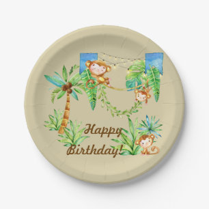 Assiettes En Carton Enfant de singe