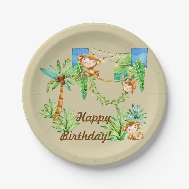 Assiettes En Carton Enfant de singe (Devant)