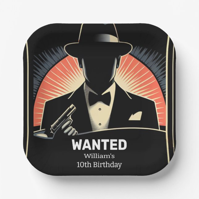 Assiettes En Carton Enfants adultes 90s garçon Retro Mafia 10e anniver (Recto)
