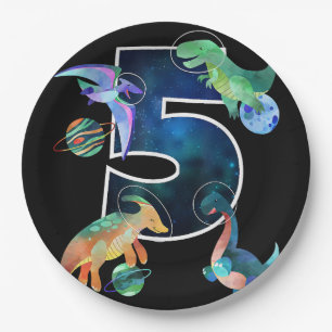 Assiettes En Carton Enfants Astronaut Espace Dinosaures 5e anniversair