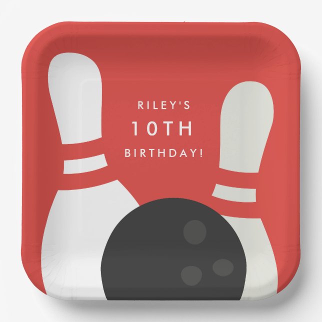 Assiettes En Carton Enfants Bowling fête d'anniversaire (Recto)