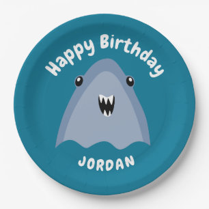 Assiettes En Carton Enfants D'Anniversaire Du Requin En Mer