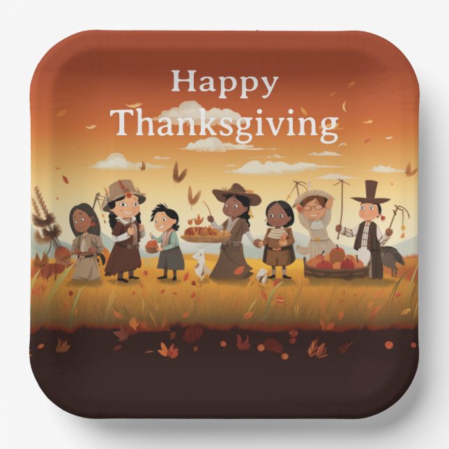 Assiettes En Carton Enfants de Thanksgiving 12 (Recto)