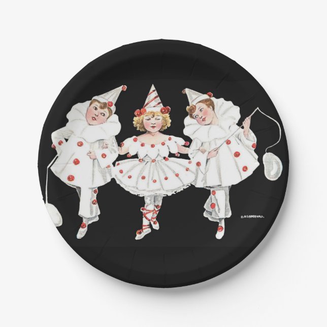 Assiettes En Carton Enfants Enfants Pierrot Clown Plaques d'anniversai (Devant)