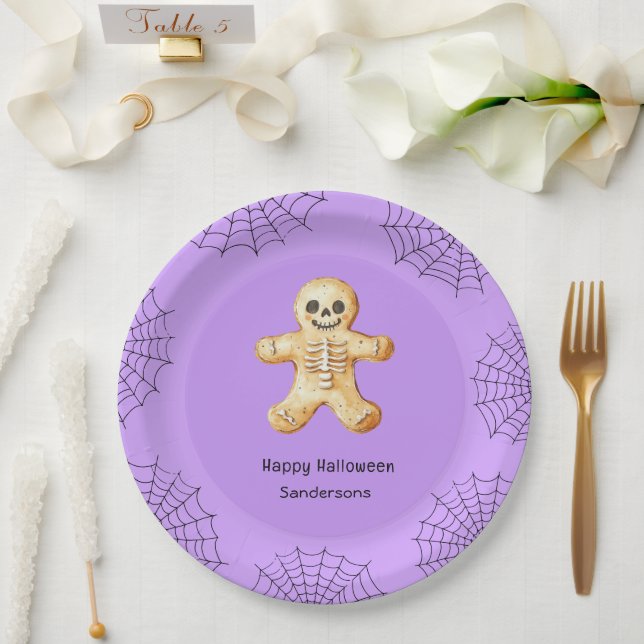 Assiettes En Carton Enfants Halloween partie pain d'épice squelette (Mariage)