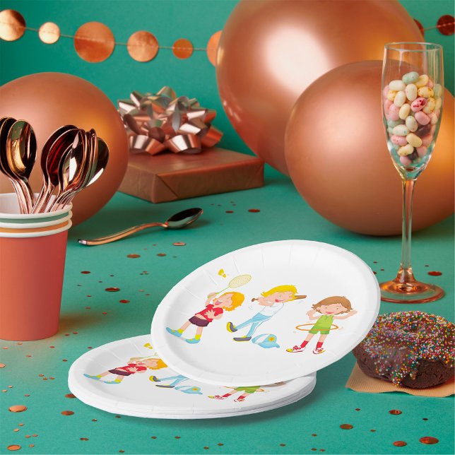 Assiettes En Carton Enfants Jouant Au Sport (Créateur téléchargé)
