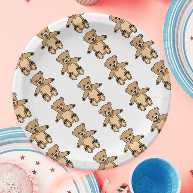 Assiettes En Carton Enfants mignonnes Teddy Bear Birday (Créateur téléchargé)