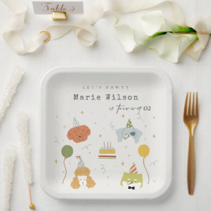 Assiettes En Carton Enfants mignons Chiens de marionnettes pawty N'imp