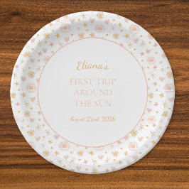 Assiettes En Carton Enfants mignons "Premier voyage autour du soleil" 