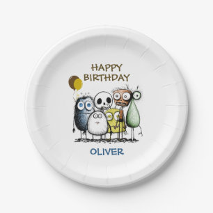 Assiettes En Carton Enfants Monster Anniversaire
