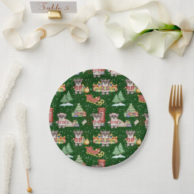 Assiettes En Carton Enfants Noël mignonne Festive Animaux Ours (Mariage)
