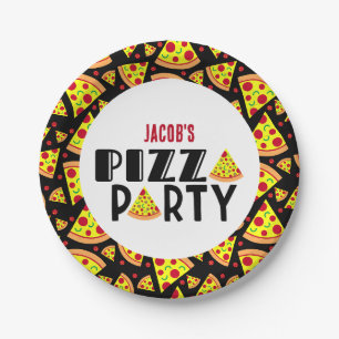Assiettes En Carton Enfants Pizza Anniversaire fête Nom personnalisé