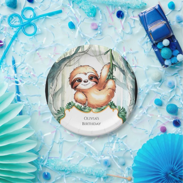 Assiettes En Carton Enfants Whimsical Sloth Anniversaire (Fête)