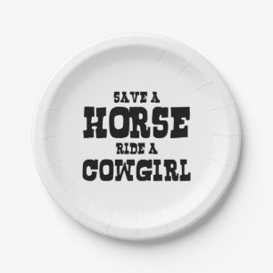 ASSIETTES EN CARTON ENREGISTRER UN CHEVAL UNE COWGIRL