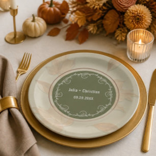 Assiettes En Carton Ensemble botanique de mariage d'automne