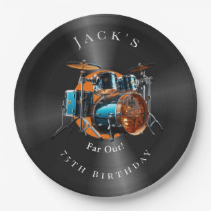 Assiettes En Carton Ensemble de batterie vinyle rétro pour anniversair