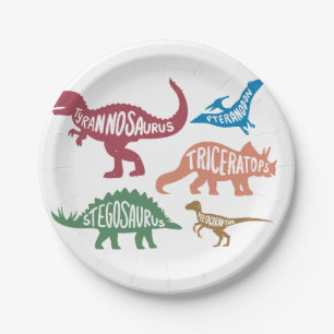 Assiettes En Carton Ensemble de silhouettes de différents dinosaures