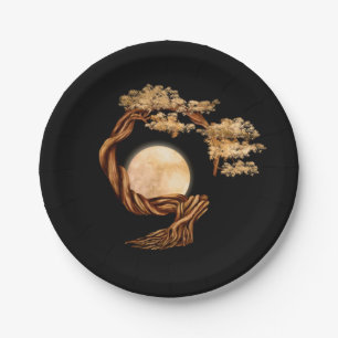 Assiettes En Carton Enso Zen Cercle Bonsai Arbre