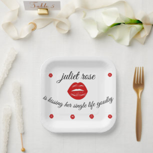 Assiettes En Carton Enterrement de vie de jeune fille lèvres