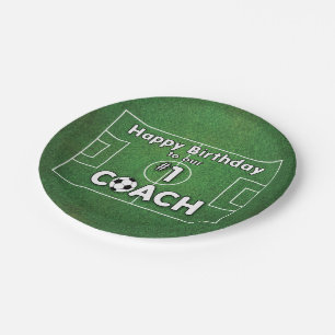 Assiettes En Carton Entraîneur de football Anniversaire avec terrain d