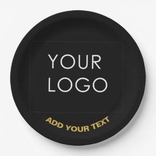 Assiettes En Carton Entreprise personnalisable Ajouter Logo Noir moder