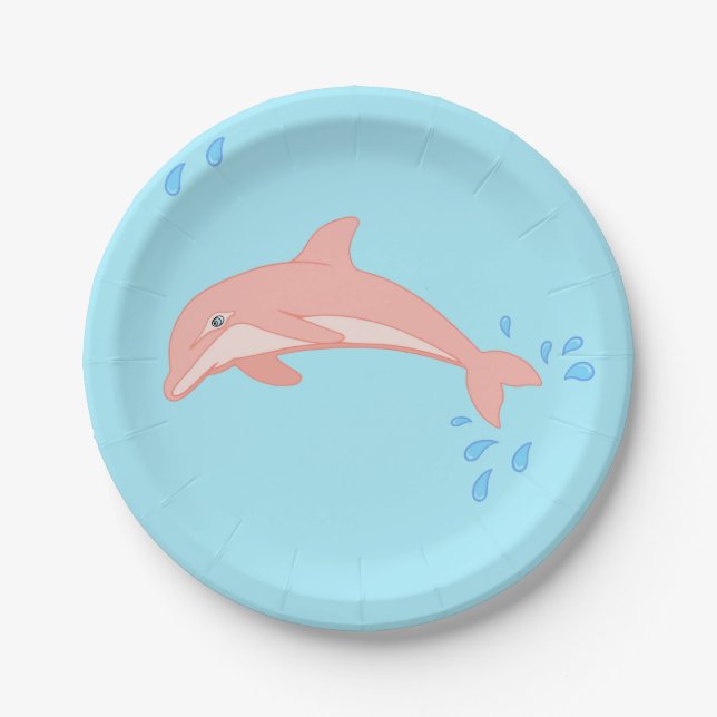 Assiettes En Carton Envie d'un dauphin rose (Devant)