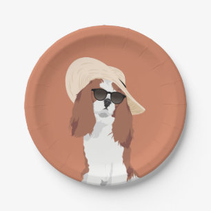 Assiettes En Carton Épagneul cavalier du Roi Charles de vacances