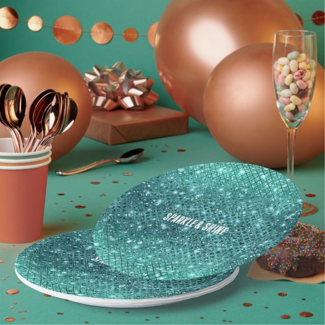 Assiettes En Carton Éperche verte Turquoise Aqua (Multi)