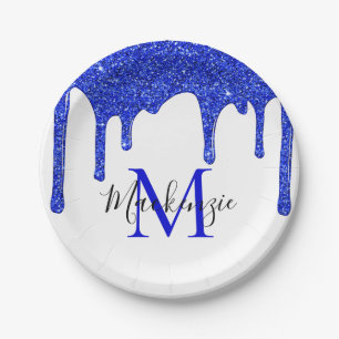 Assiettes En Carton Épersion Royal Blue Parties scintillant Drives Mon