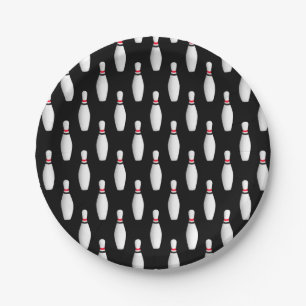 Assiettes En Carton épingles de quilles sur noir