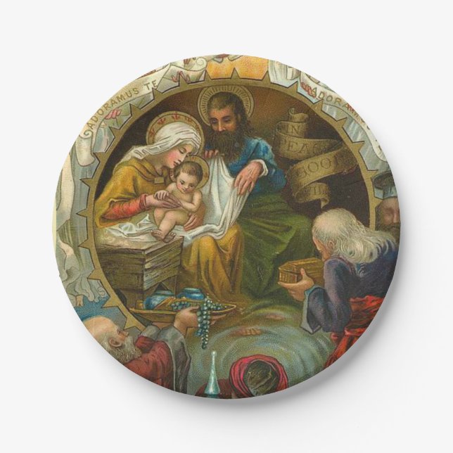Assiettes En Carton Epiphanie religieuse Jésus-Marie Joseph Noël   (Devant)