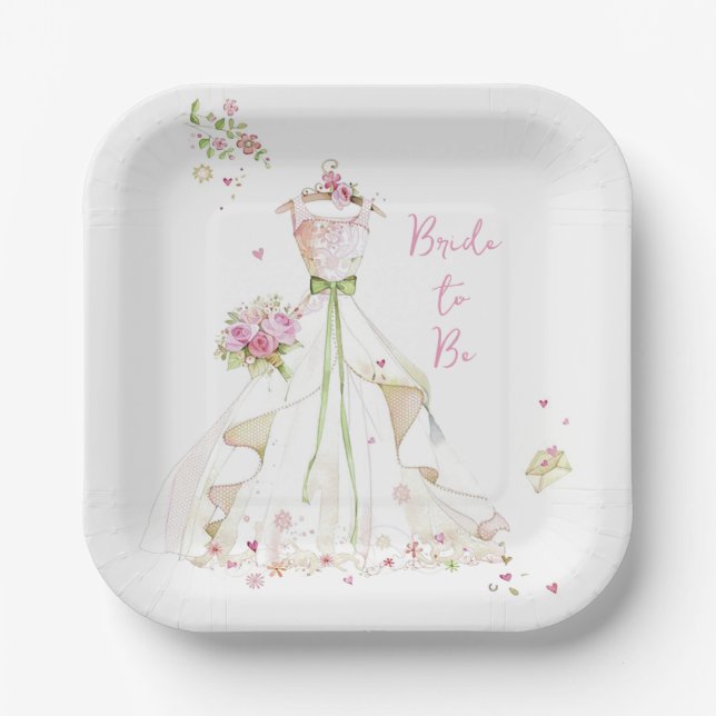 Assiettes En Carton Épouse en fleur (Recto)