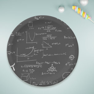 Assiettes En Carton Équations et graphiques en mathématiques noir et b