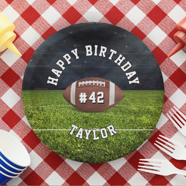 Assiettes En Carton Équipe de football Numéro Sport Joyeux anniversair (American football birthday paper plates)