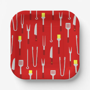 Assiettes En Carton équipement barbecue été chef barbecue rouge
