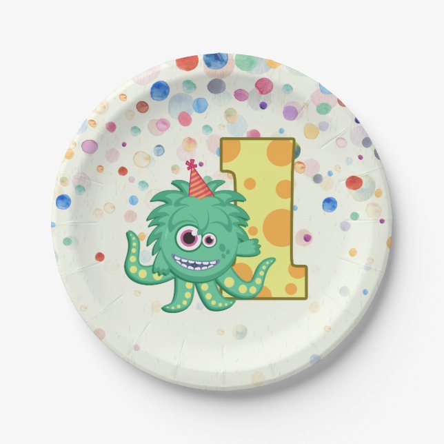 Assiettes En Carton ęr Monstre d'anniversaire (Devant)