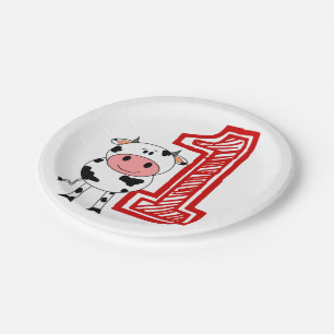 Assiettes En Carton ęr Plat de fête d'anniversaire - thème de vache