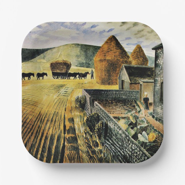 Assiettes En Carton Eric Ravilious - Furlong, célèbre peinture, (Recto)