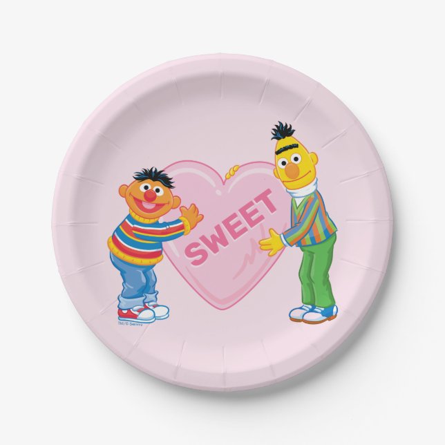 Assiettes En Carton Ernie & Bert Big Valentine's Heart (Devant)