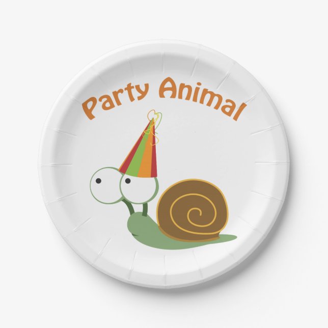 Assiettes En Carton Escargot animal de fête (Devant)