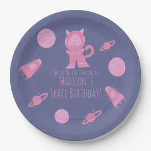 Assiettes En Carton Espace Chat Galaxie Rose Anniversaire