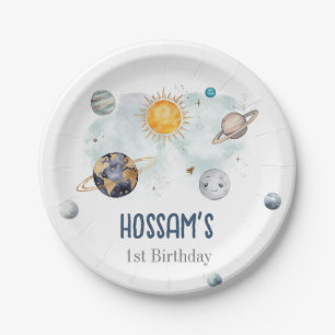 Assiettes En Carton Espace Extérieur Anniversaire Galaxie Soleil Lune 