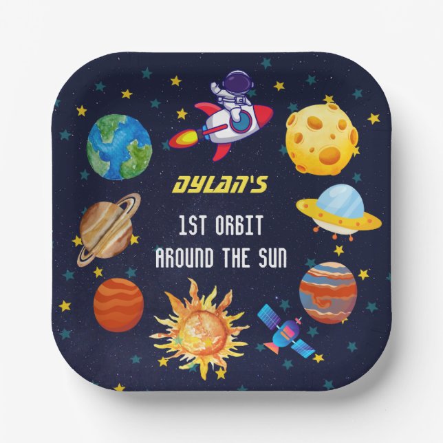 Assiettes En Carton Espace Extérieur Thème 1er Anniversaire Plaque Pap (Recto)