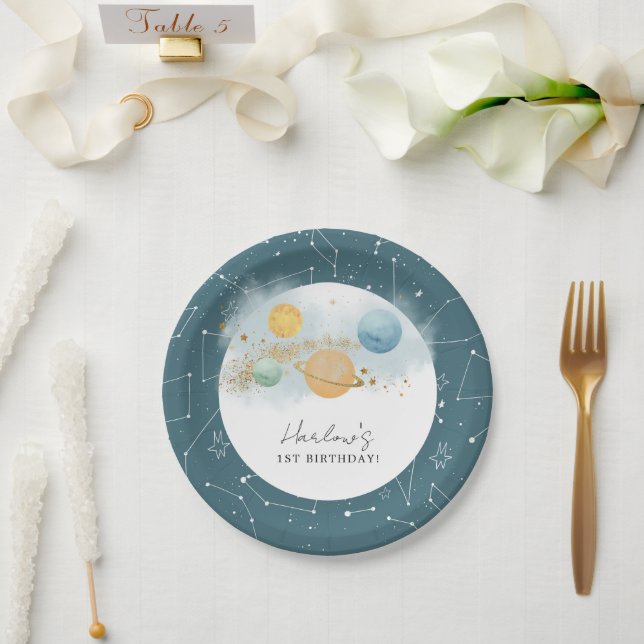 Assiettes En Carton Espace extra-atmosphérique Premier voyage autour d (Mariage)