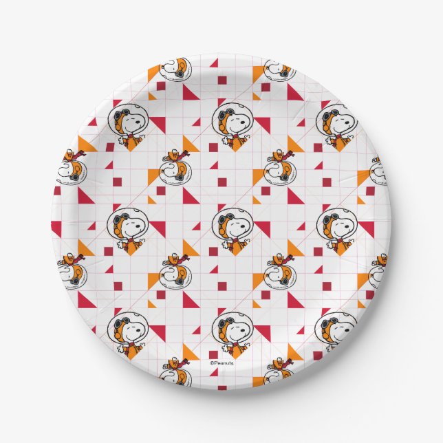 Assiettes En Carton ESPACE | Snoopy Space Suit Motif blanc (Devant)