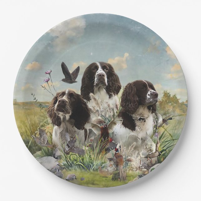 Assiettes En Carton Espagnol Springer anglais, Art (Devant)